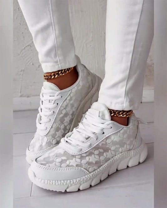 Andrea's™ | Einfache, einfarbige, atmungsaktive Schnürsneaker