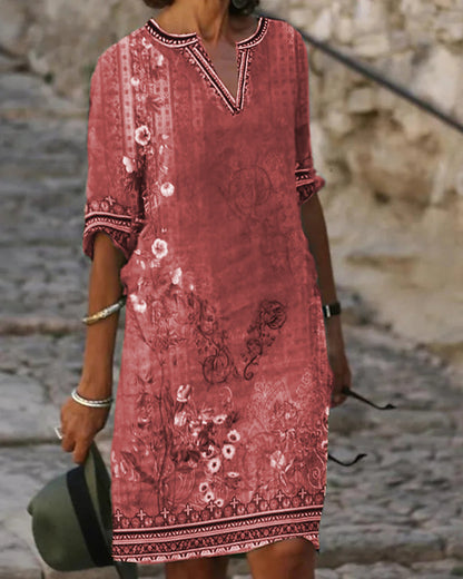 Andrea's™ | Midikleid mit V-Ausschnitt und floralem Muster