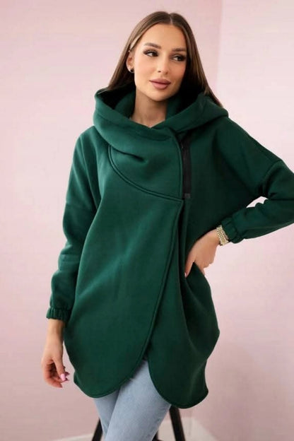 Andrea's™ | Damen-Hoodie-Mantel in Übergröße, einfarbig