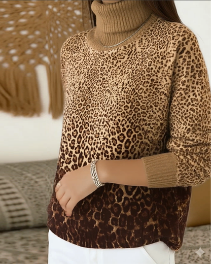 Andrea's™ | Pullover Leopardenprint casual Stehkragen