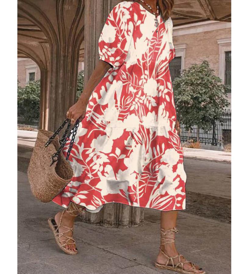 Andrea Serena Sommer-Midikleid mit Blumenmuster