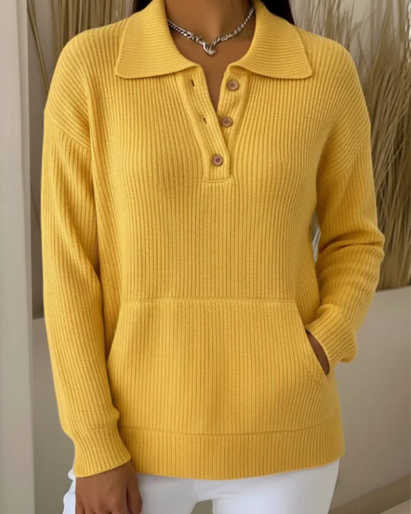 Andrea's™ | Pullover Polo Revers Tasche Uni