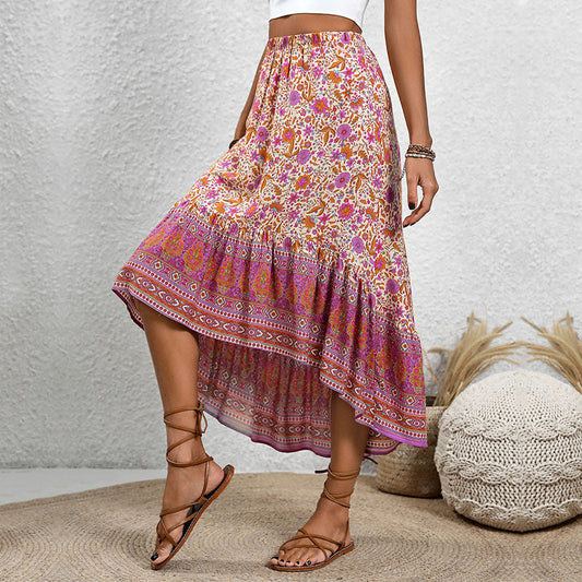 Boho-Blumenmuster Andrea Serena A-Linien-Baumwollrock