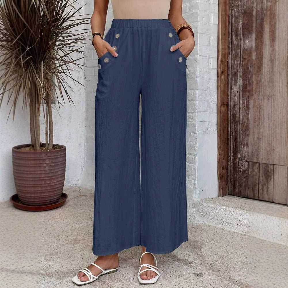 Entspannte, hochtaillierte Hose mit weitem Bein von Andrea Serena