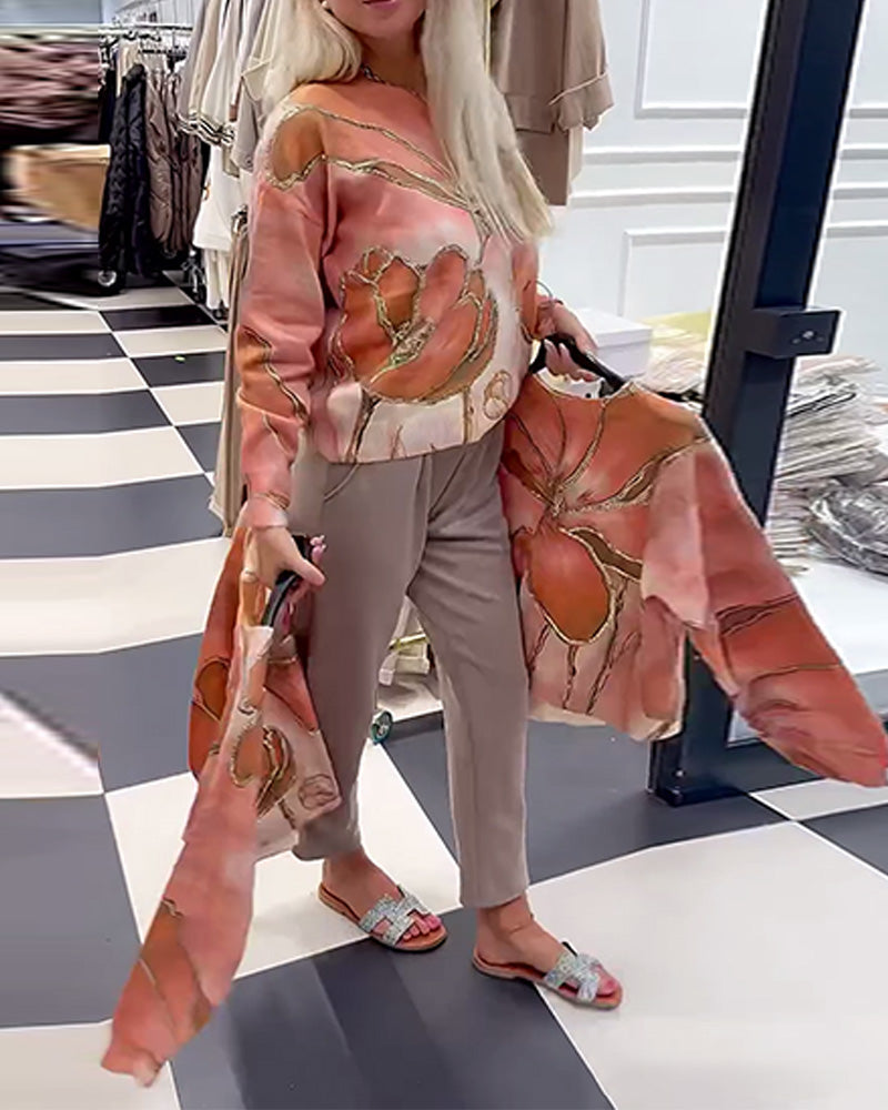 Andrea's™ | Rundhals Bedruckter Lockerer Pullover