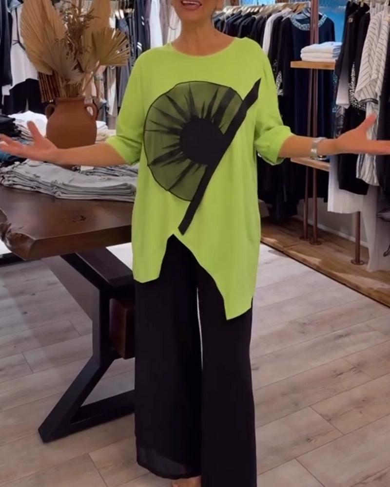 Andrea's™ | T-Shirt blumenmuster kurzarm lässig