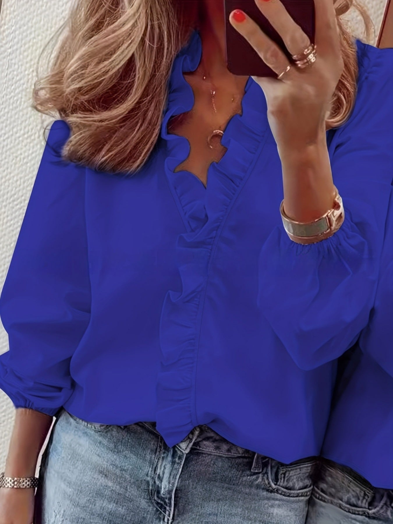 Rüschenbluse mit langen Ärmeln von Andrea Serena