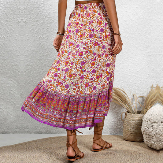 Boho-Blumenmuster Andrea Serena A-Linien-Baumwollrock