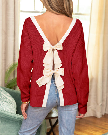 Andrea's™ | Moderner Pullover mit Kontrastfarben-Rundhalsausschnitt