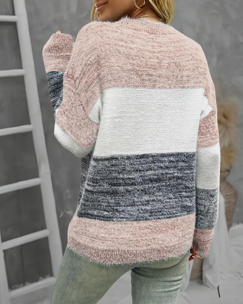 Andrea's™ | modischer Pullover mit Kontrastfarben