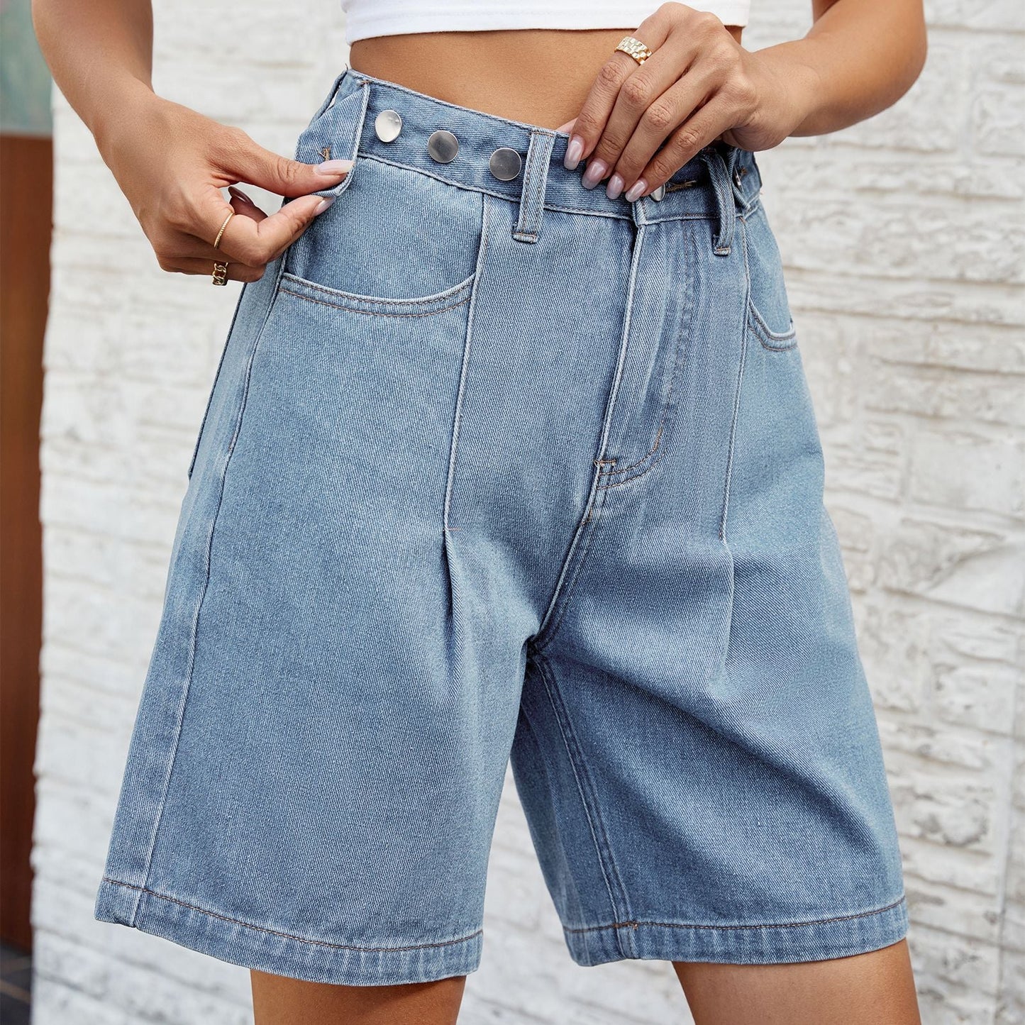 Verstellbare Jeansshorts mit Bund von Andrea Serena für Damen