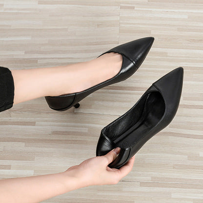 Elegant Black Sheepskin Heels by Andrea Serena