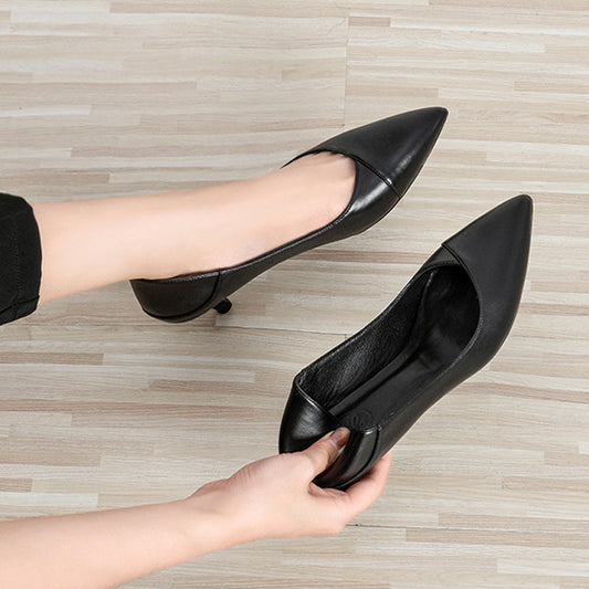 Elegant Black Sheepskin Heels by Andrea Serena