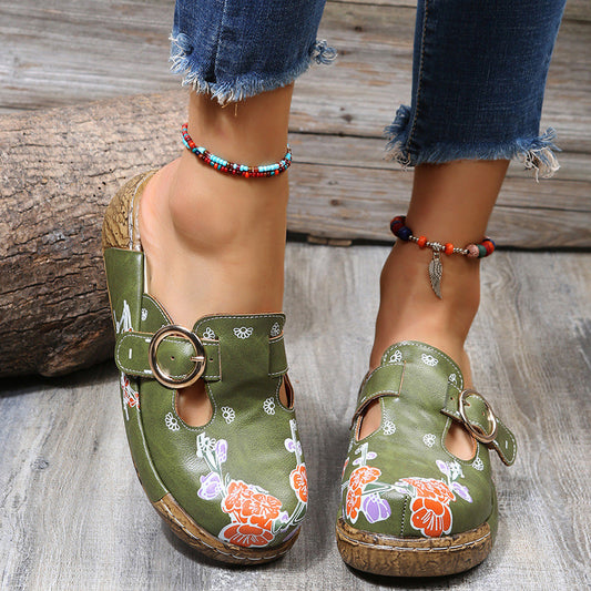 Boho Floral Andrea Serena Plateau-Clogs Sandalen