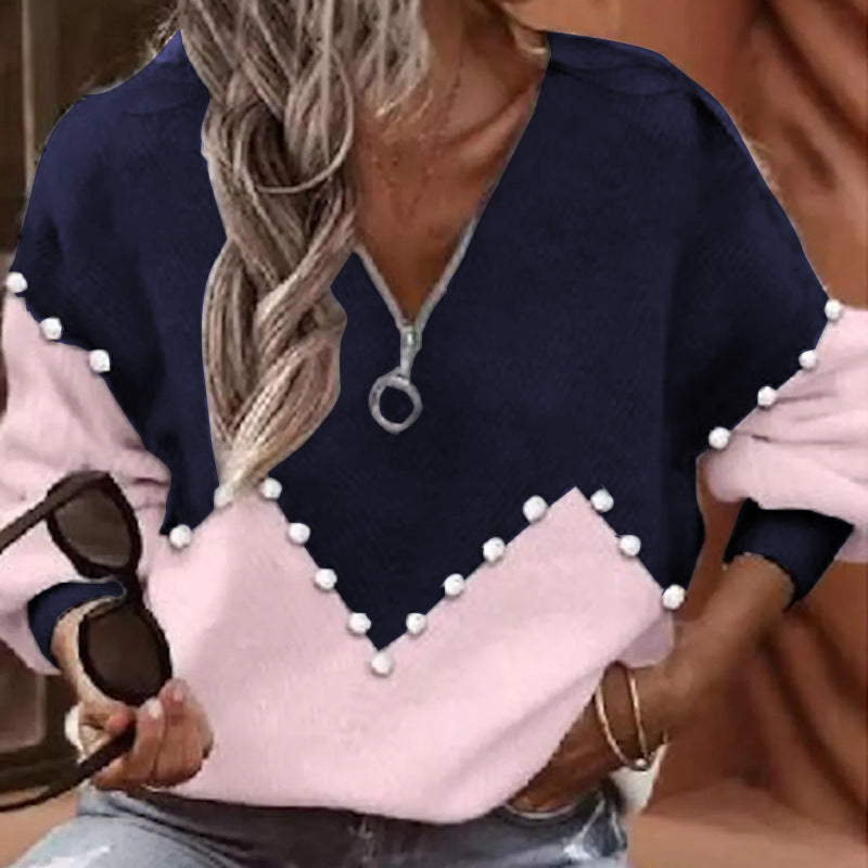 Elegante Strickbluse von Andrea Serena mit Perlenbesatz