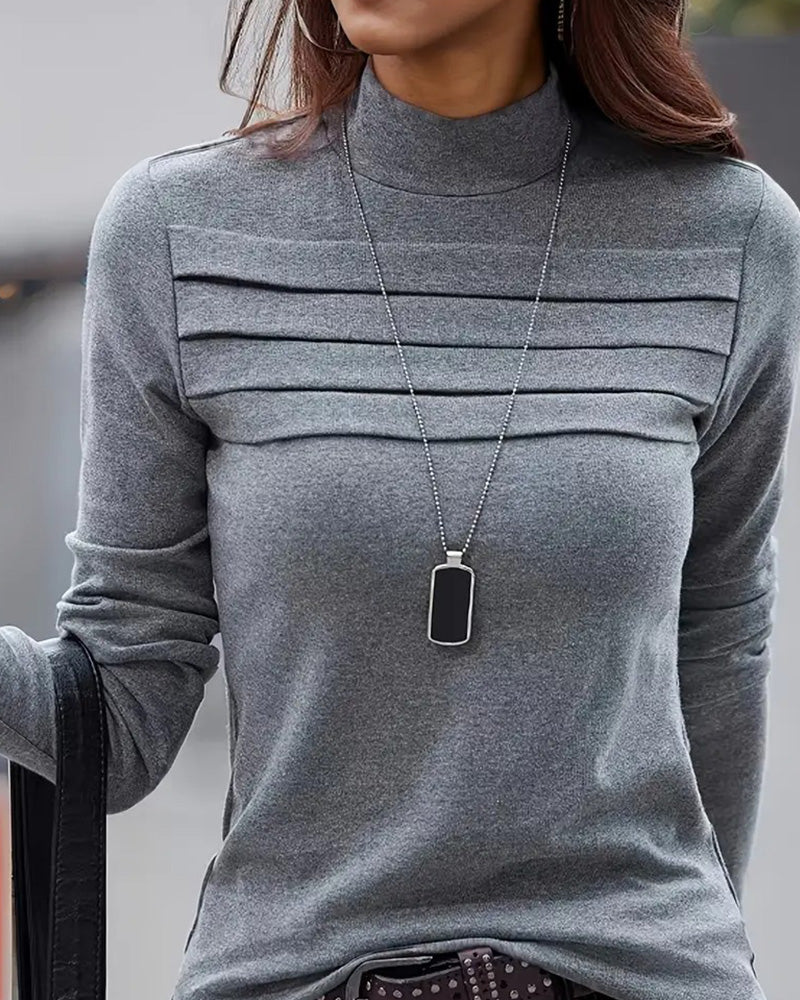 Andrea's™ | Top Slim Fit plissiert langärmlig