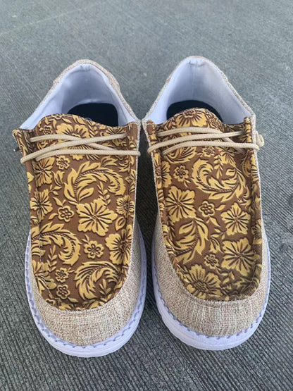 Andrea Serena Damen-Loafer mit Blumenmuster