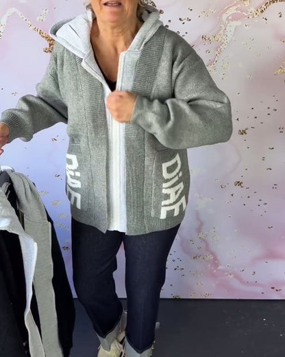 Andrea's™ | Lässiger Langärmliger Pullover-Mantel mit Buchstaben