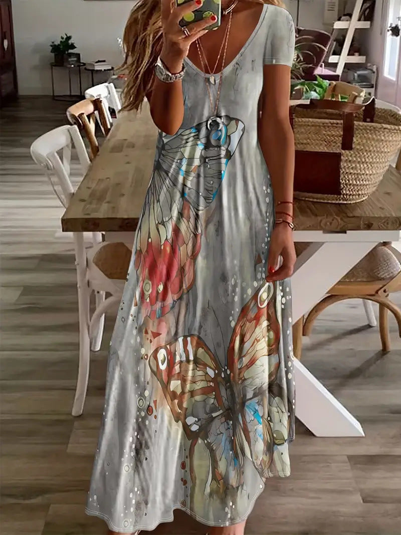 Maxikleid von Andrea Serena mit Schmetterlingsmuster im Boho-Stil