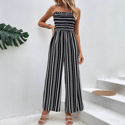 Schicker gestreifter Andrea Serena Tube Top Jumpsuit