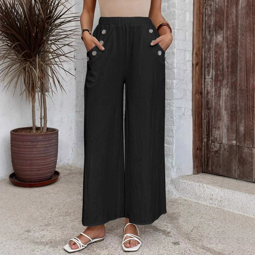 Entspannte, hochtaillierte Hose mit weitem Bein von Andrea Serena
