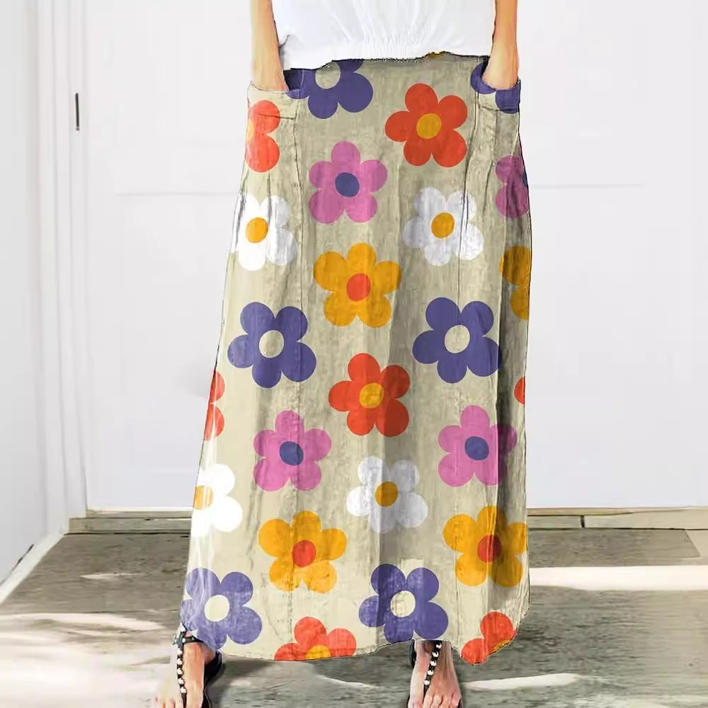 Retro-Blumenrock von Andrea Serena, Alltagsrock mit Taschen