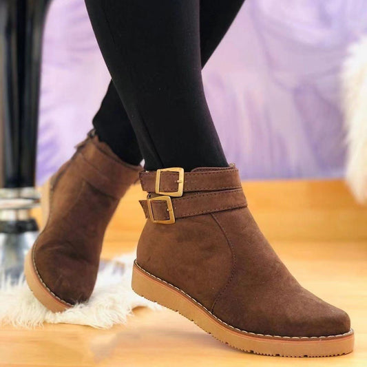 Andrea's™ | Damen-Lederstiefel aus Wildleder mit Metallschnalle