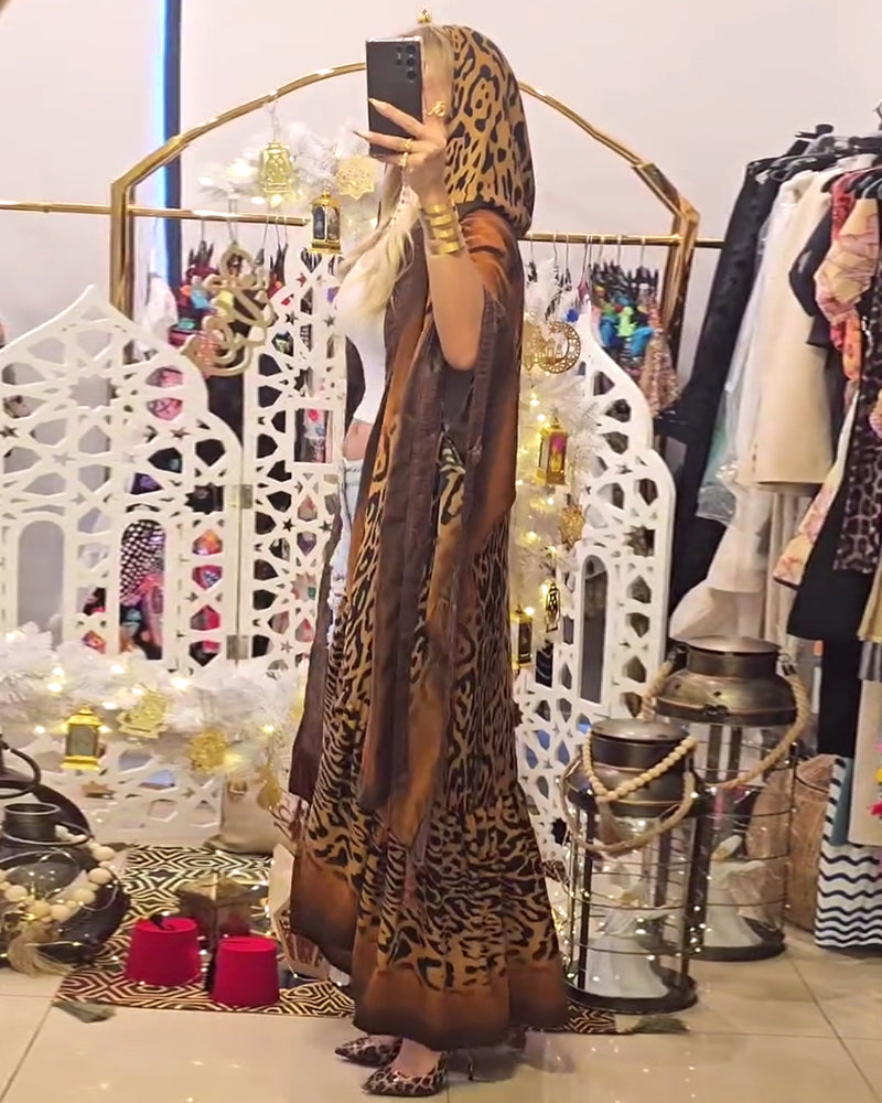 Andrea's™ | Mantel Batwing-Ärmel Leopardenmuster