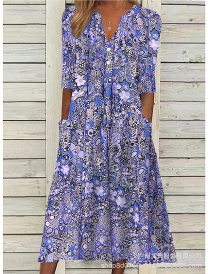 Andrea's™ | Lebhaftes Sommer-Midikleid mit Seitentaschen