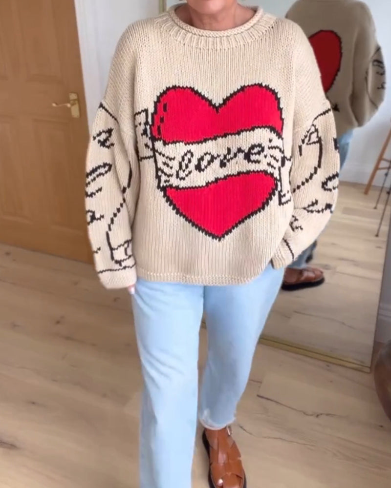 Andrea's™ | Lässiger Pullover mit Liebesmuster