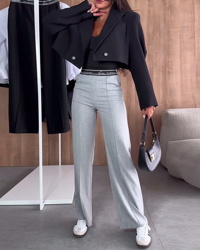 Andrea's™ | Lässige gerade hose in unifarbe mit reißverschlusstasche