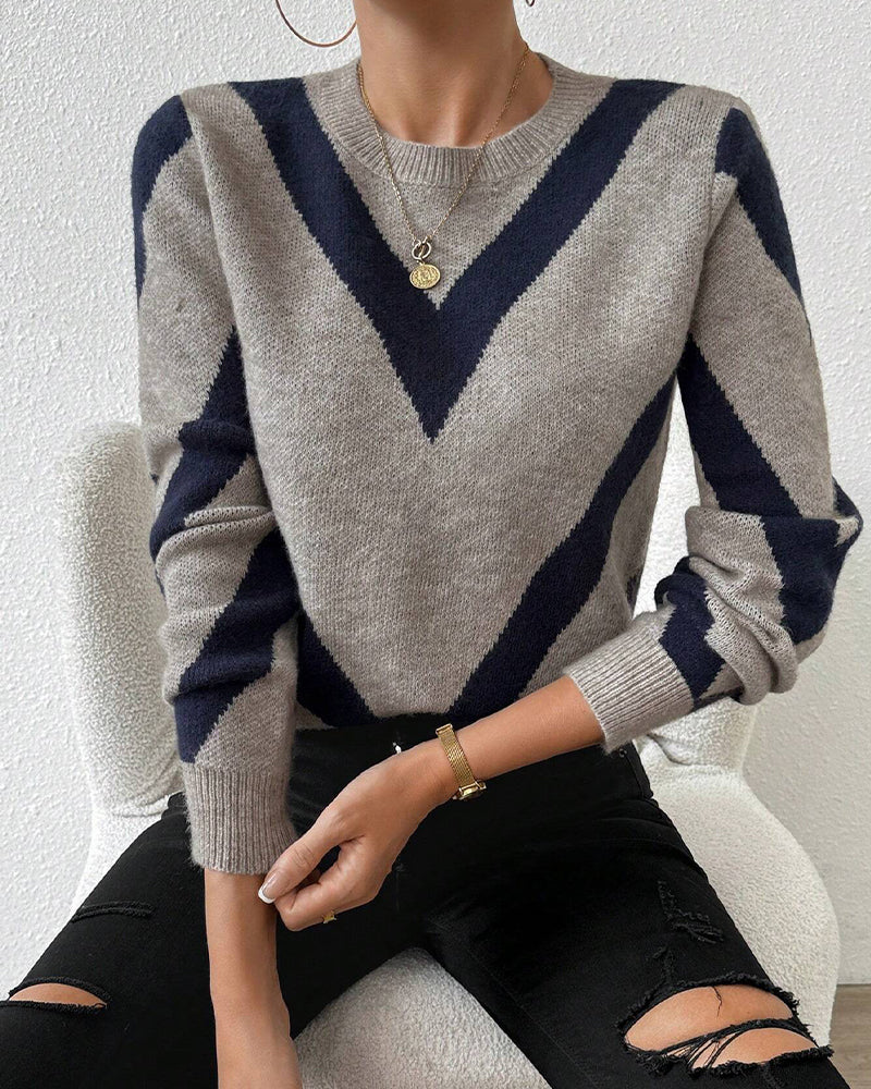 Andrea's™ | Pullover Mit Geometrischem Muster Und Rundhalsausschnitt Merkmalen