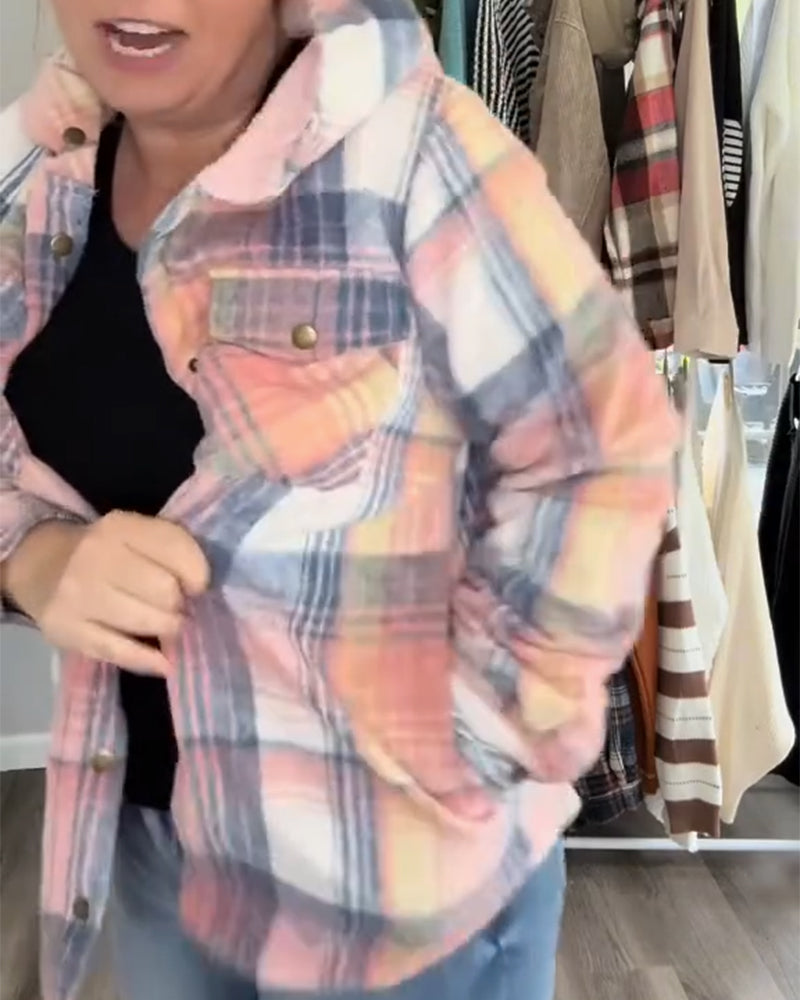 Andrea's™ | Karierte Kapuzen-Wollmantel