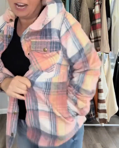 Andrea's™ | Karierte Kapuzen-Wollmantel