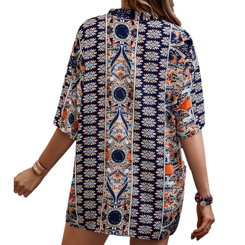 Boho-Blumenmuster Andrea Serena Freizeit-Shorts-Set