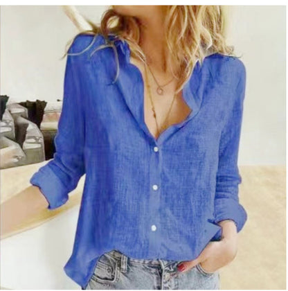 Andrea Serena Cardigan-Bluse mit lockerer Passform und Reverskragen