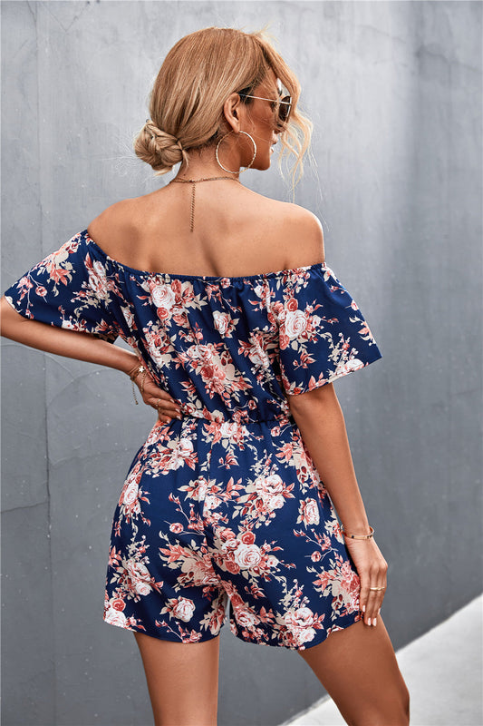 Geblümter schulterfreier Jumpsuit von Andrea Serena