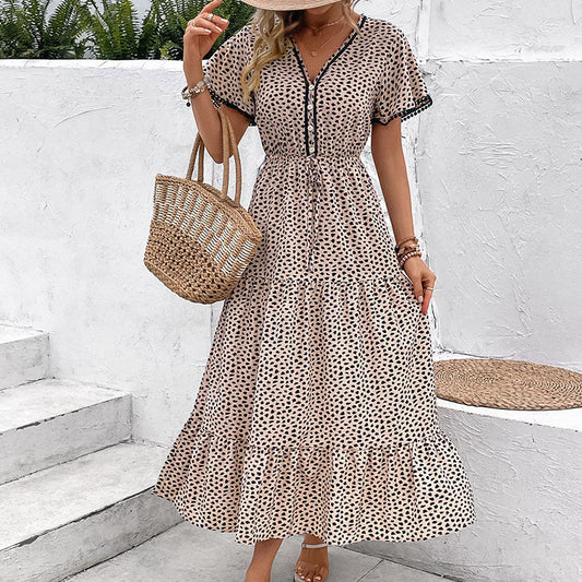 Leopardenmuster-Kleid mit V-Ausschnitt von Andrea Serena