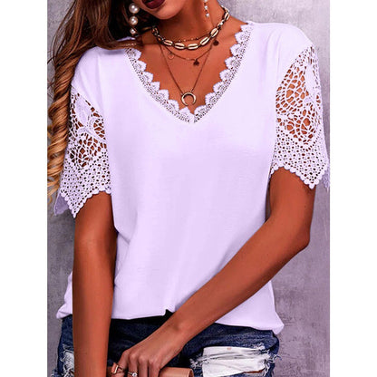 Andrea's™ | Lässig geschnittene Damen-Sommerbluse mit V-Ausschnitt und kurzen Ärmeln