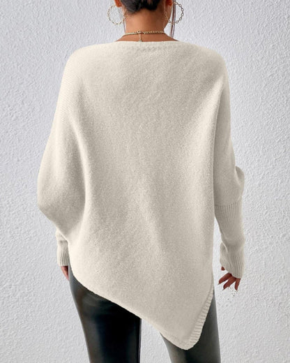 Andrea's™ | Unifarbener Pullover mit unregelmäßigem Saum