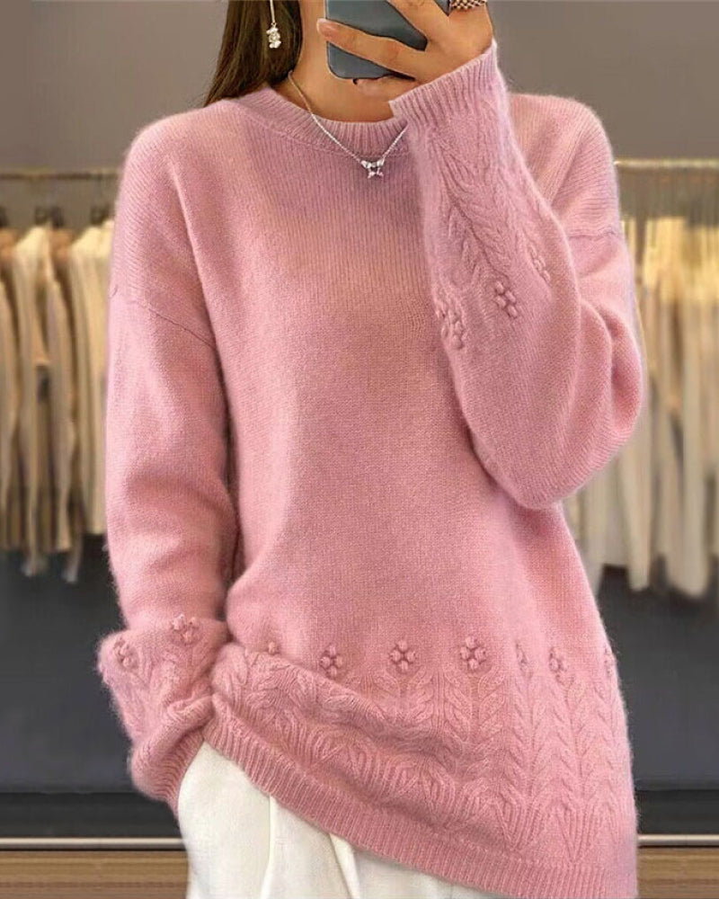 Andrea's™ | Frauen Einfarbig Passender Pullover Im Retro Stil