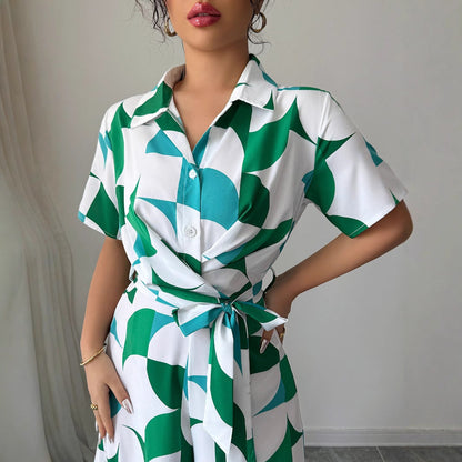 Schicker grüner Andrea Serena Jumpsuit mit weitem Bein