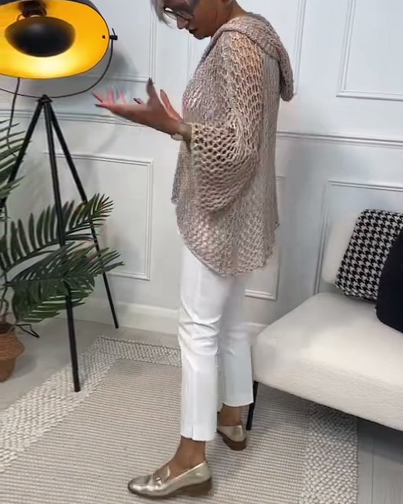 Andrea's™ | Einfarbiger Kapuzenpullover mit Stern-Ausschnitt