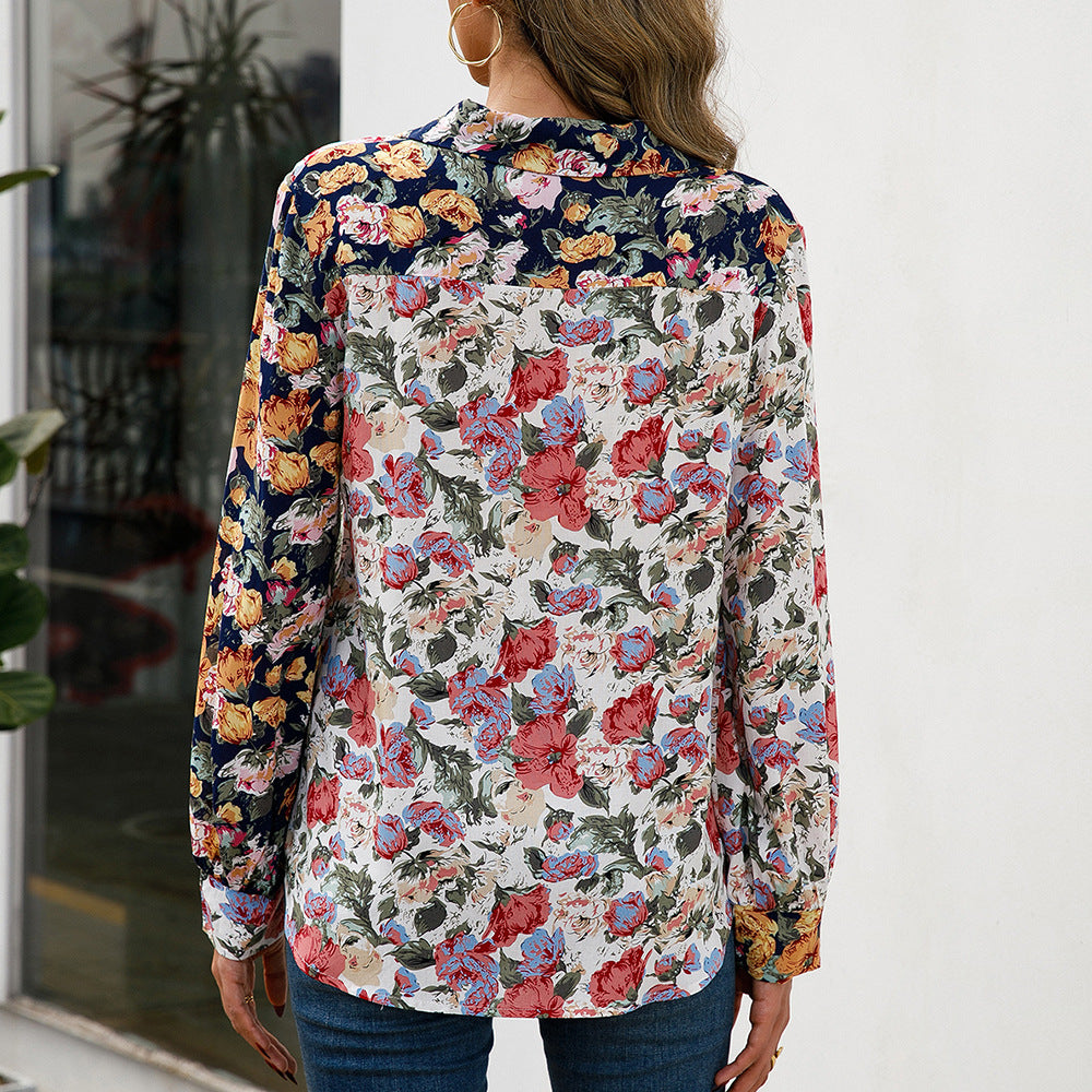 Andrea Serena Alltagshemd mit Farbblock-Blumenmuster
