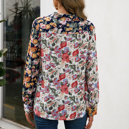Andrea Serena Alltagshemd mit Farbblock-Blumenmuster