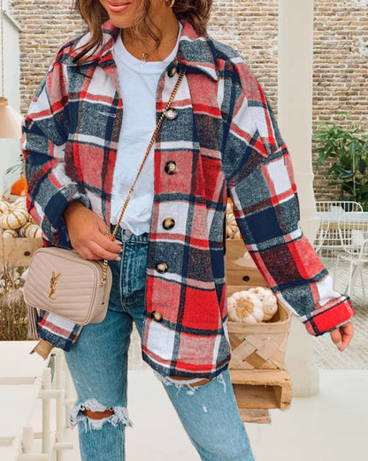 Andrea's™ | Lässige Jacke mit Karomuster und Knopfleiste