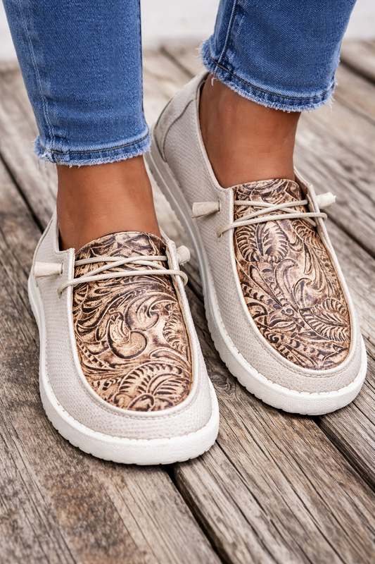 Andrea Serena Damen-Loafer mit Blumenmuster