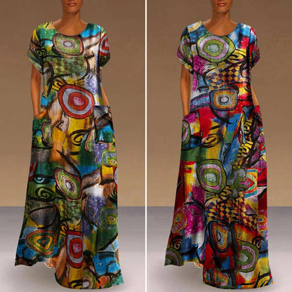 Andrea Serena Swing-Maxikleid mit lebhaftem Print