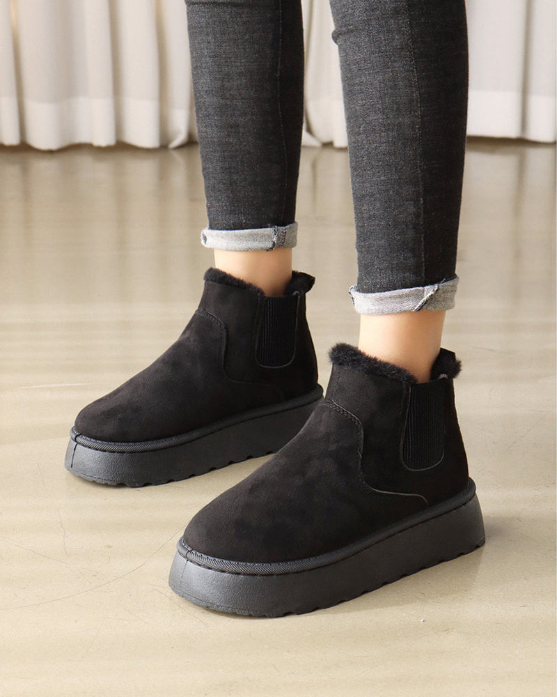 Andrea's™ | Schneestiefel in Unifarbe mit dicker Sohle