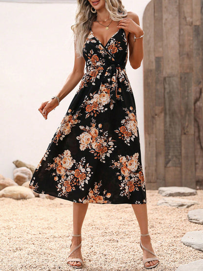 Andrea Serena Sommer-Midikleid mit Blumenmuster